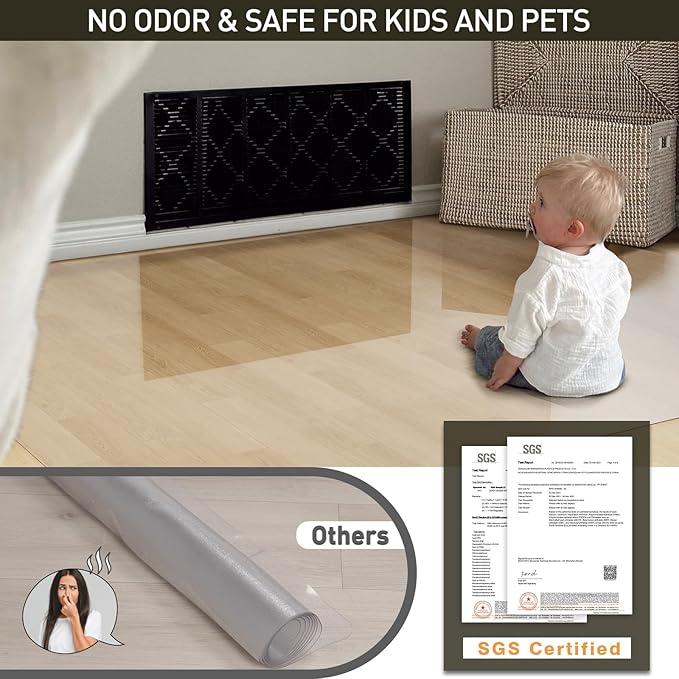 Area Floor Mat for Home, 3'×5' Transparent No Slip Waterproof Vinyl Area Rug, Spill Resistant Hard Floor Protector Cover for Kitchen, Easy Clean Splat Mat for Under High Chair
