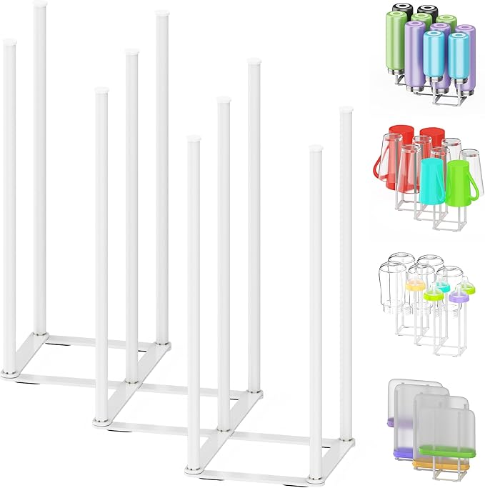 LAEMYFYRE Collapsible Bottle Drying Rack, Foldable Baby Bottle Drying Rack, Portable Drainer Stand Holder for Water Bottles, Cup, Reusable Silicone Bag, Cutting Board (White)