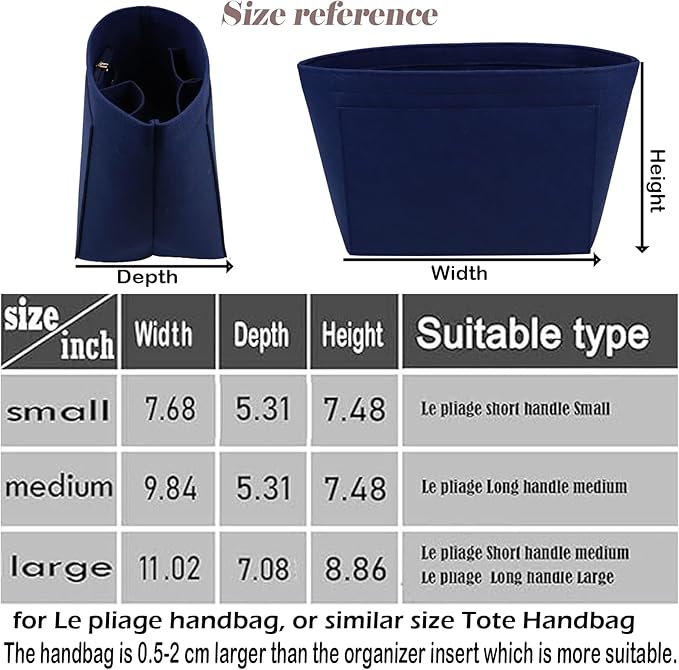 Lckaey Purse Organizer for Le Pliage Handbags insert Organizer insert 1012blue-S