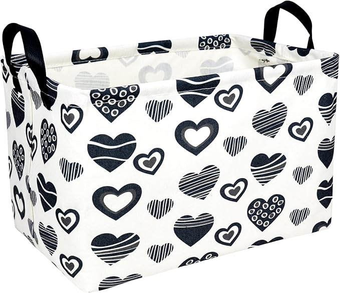 ASKETAM Valentine's Day Basket Gift for Empty Cute Heart Large Storage Bin for Kid and Baby Room Décor (Black Creative Love)