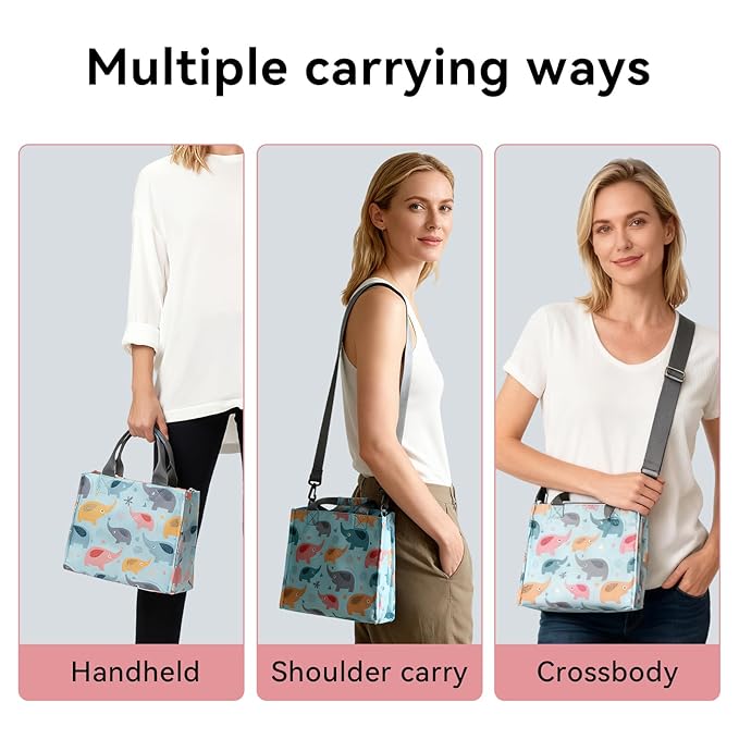 PHEBEN Small Diaper Bag Tote Waterproof Travel Mini Diaper Bag Multi-Function Baby Handbag Crossbody Purse(Blue Elephant)