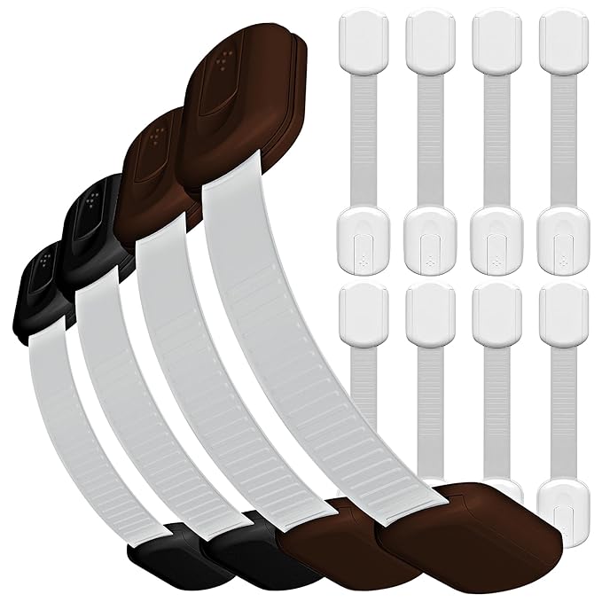 SKYLA HOMES Baby Locks Child Safety Cabinet Proofing - Safe Quick and Easy 3M Adhesive Cabinet Drawer Door Latches No Screws & Magnets Multi-Purpose for Furniture Kitchen Ovens Toilet Seats