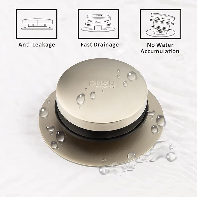 Artiwell Universal Tip Toe Bath Drain Stopper and Cover, Bathtub Drain Stopper, Replaces Lift and Turn, Tip-Toe and Trip Lever drains for Tub, EZ Installation and Clearing (Brushed Nickel)