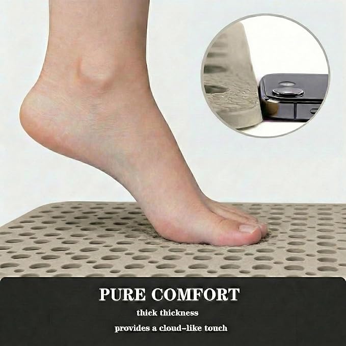 Nonslip Bathtub Mat Extra Soft TPE Bath Mat for Kids, Machine Washable Bathroom Shower Mat, Smooth/Non-Textured Tubs Only, 30L x 17W Inch (Light Brown)