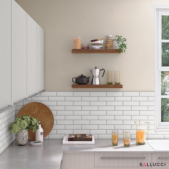 Ballucci Floating Shelves, 24" Wood Wall Shelf Set of 2, with Invisible Brackets for Bathroom, Living Room, Bedroom, Kitchen, Nursery, 6" Deep, Rustic Brown