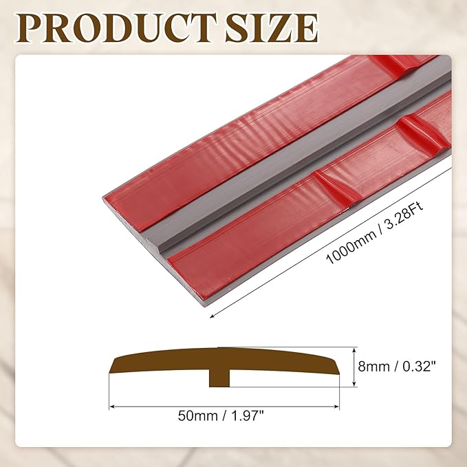 uxcell T-Molding Transition Strips, 3.28 ft x 1.97" (L x W) PVC Floor Flat Divider Strip Self Adhesive Vinyl Flooring Edging Trim for Joining Floor Gaps Doorways, Gray Wood Grain