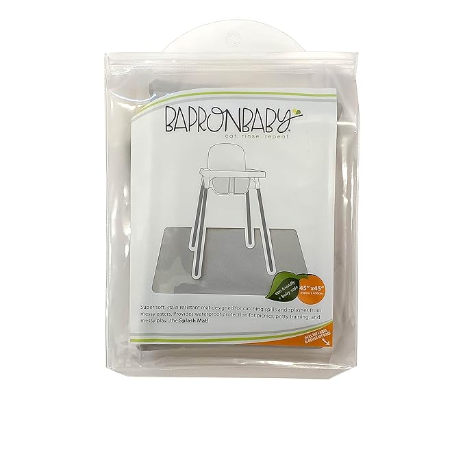 BapronBaby Minimalist Light Grey Splash Mat - Waterproof Catch-All for Under High Chairs, Floors, Tables, Playtime or Arts & Crafts - Machine Washable - 45" x 45”