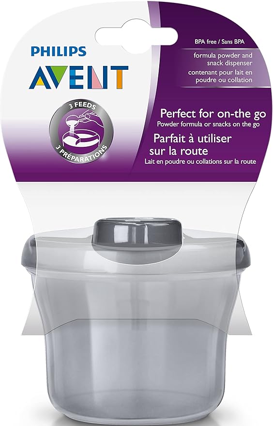 Philips AVENT Powder Formula Dispenser and Snack Cup for Unisex Baby,Grey,SCF135/18,(Pack of 2)