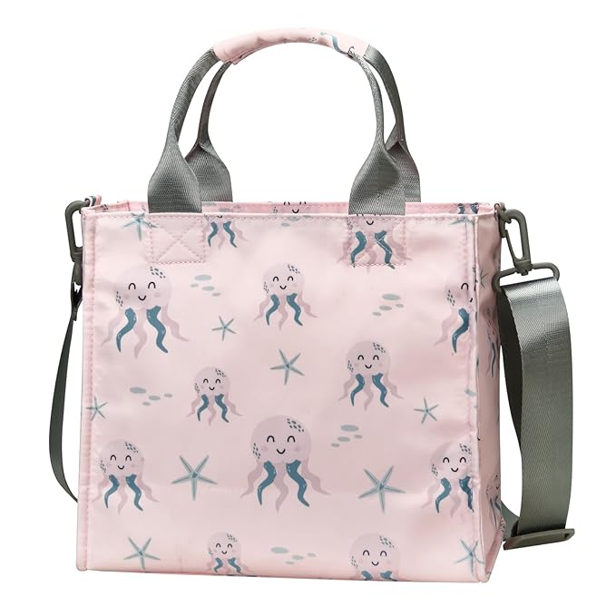 PHEBEN Small Diaper Bag Tote Waterproof Travel Mini Diaper Bag Multi-Function Baby Handbag Crossbody Purse(Pink Octopus)