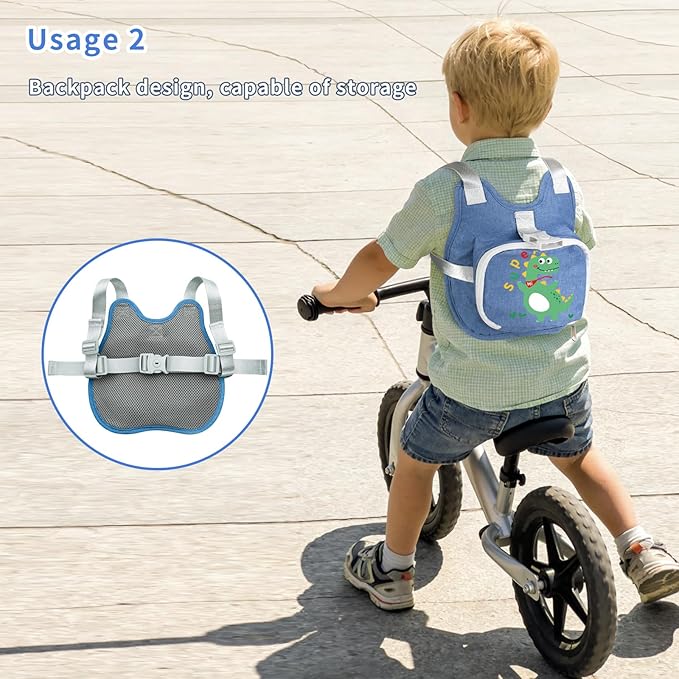Toddler Harness Backpack Leash with Wrist Link | Cute Dinosaur Anti-Lost Walking Strap for Kids | Foldable & Adjustable Child Safety Belt for Boys & Girls