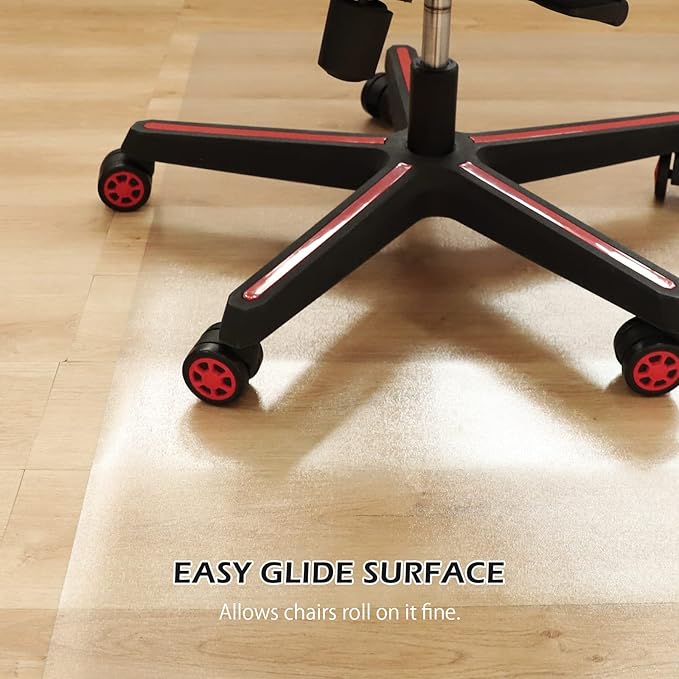 SALLOUS Chair Mat for Hard Floors, 50" x 60" Office Chair Mat for Hardwood Floor, Slip Resistant Floor Protector Desk Mat for Home Office, Waterproof Vinyl Floor Mat for Gaming Chairs (Clear)