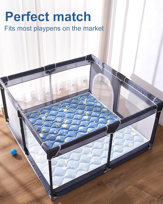 Odorless Premium Foam Baby Play Mat 50" x 50", Soft Microfiber Fabric Crawling Mat for Floor- Comfortable and Hypoallergenic, Non-Slip Cushioned Floor Playpen mat for Infants,Babies,Toddlers