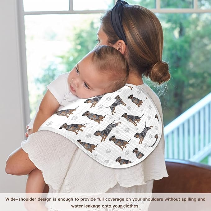 Qinllo 4 Pack Muslin Burp Cloths Great Dane Dogs White Cotton Baby Burp Cloths Ultra Absorbent and Soft Burping Cloth for Newborn Babies Boys Girls 22x11 Inch