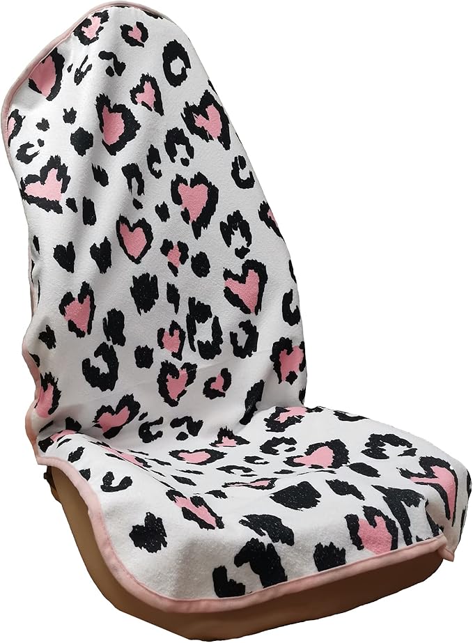 LoyaGour Car Seat Cover Protector Front Seats,for Gym Workout,Running,Swimming,Beach and Hiking,Waterproof Sweat Towel Bucket Seat Covers for Cars SUV Trucks (Leopard Print, 1Pcs)