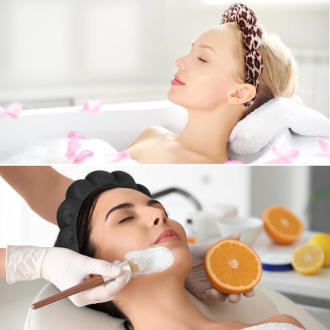 Spa Headbands for Facial Skincare, Set of 2 Terry Cloth Headbands for Face Washing, Hair Mask, Skin Treatment