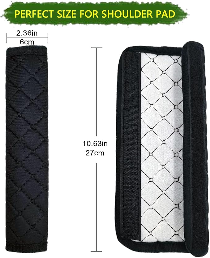 Car Seat Belt Cover Pad, 5 Pack, Seatbelt Covers for Car Accessories, Soft Material, Car Seat Strap Pads, Black 10.63 inches, Universal Fit for All Vehicles, Comfort for neck shoulders (5-Black)