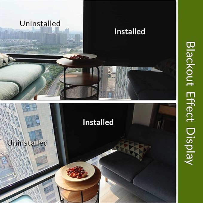 Bloss Blackout Window Film Privacy, 100% Sun Blocking Privacy Film for Glass, Removable Room Darkening Black Out Window Tint, Static Cling Frosted Glass Film (Black/Matte, 17.7" x 78.7")