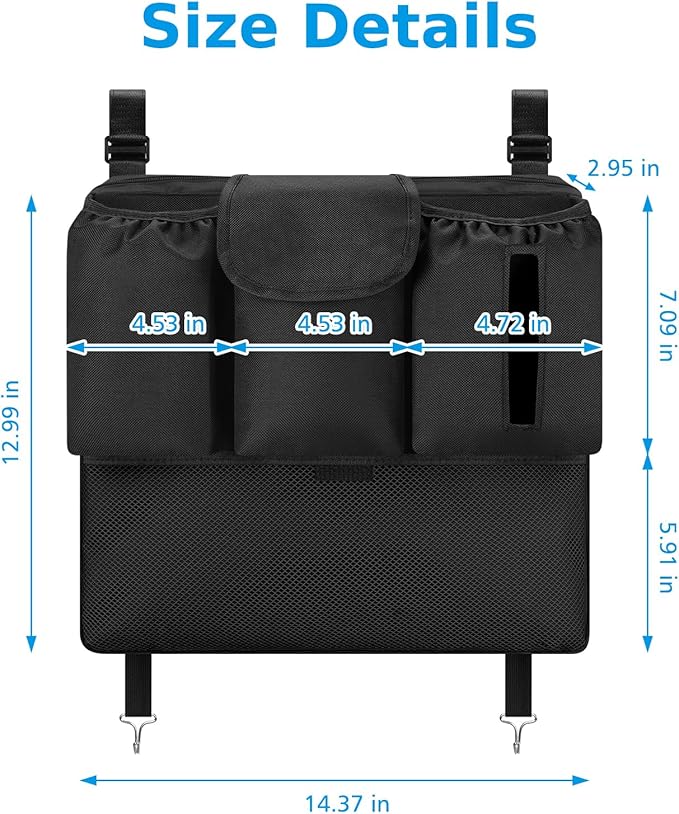 Accmor Stroller Organizer, Universal Large Capacity Stroller Bag Caddy Organizer Accessories for Uppababy, Nuna, Doona, Britax Strollers, Black