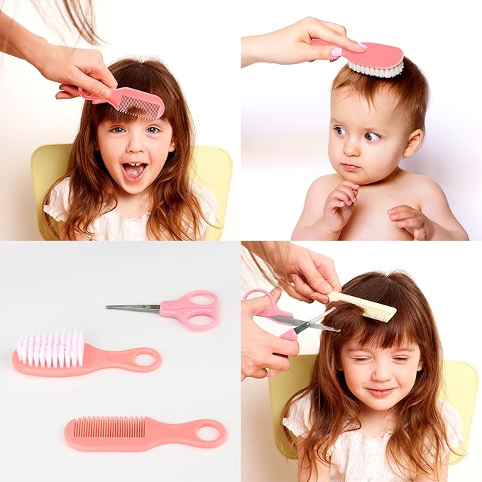 Baby Healthcare and Grooming Kit, 20 in 1 Portable Baby Safety Care Set with Hair Brush Comb Nasal Aspirator Electric Nail Trimmer Set Baby Essentials kit for Newborn Boys Girls (Pink)