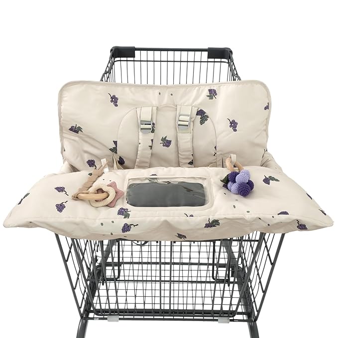 Shopping Cart Cover for Baby 2 in 1 High Chair Covers for Restaurant Comfortable Grocery Cart Seat Covers for Infant, Toddler Universal Suitable for Most Shopping Carts Machine Washable, Grape