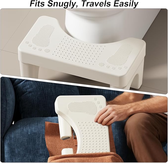 2 Pcs Squatting Potty Stool for Adults, 6.7 Inch Toilet Stool Squat Adult, Poop Stools for Bathroom Pooping, Non-Slip Toilet Step Portable for Travel, White