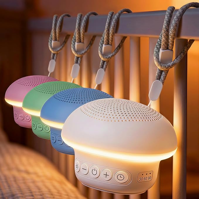 Portable White Noise Sound Machine for Baby Kids Adults, 20 Natural Soothing Sounds, 48H Battery Playback, 30 Volume Levels, 3 Timers, Memory Function & Soft Night Light for Sleep, Home, Travel, Mini
