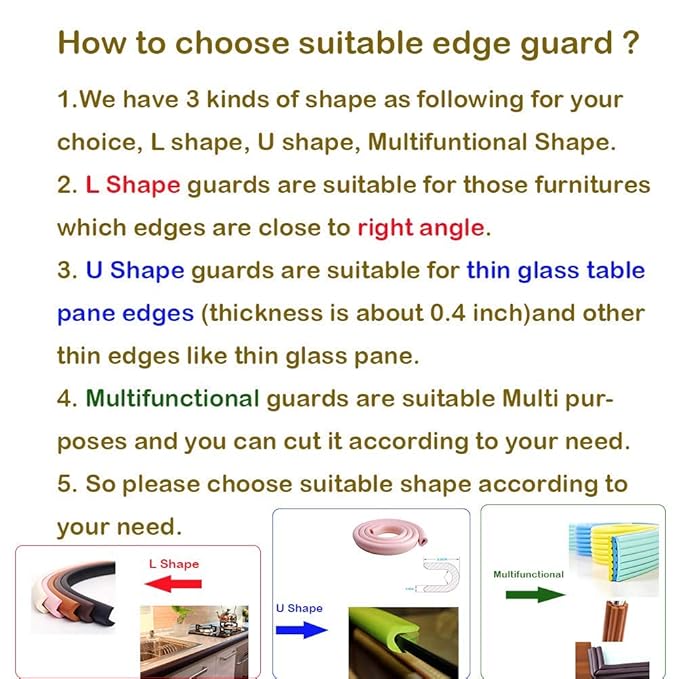 M2cbridge U Shape Extra Thick Furniture Table Edge Protectors Foam Baby Safety Bumper Guard 6.5 Ft (Brown)