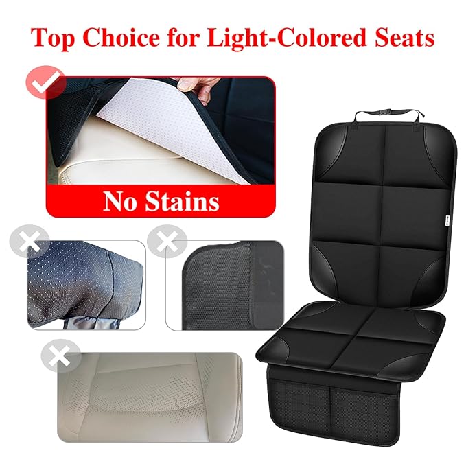 Meolsaek Car Seat Protector for Child Car Seat, Durable 600D Fabric Waterproof Car Seat Cover with Thick Pad Non-Slip Backing (No Imprints) (2 pcs -Black)