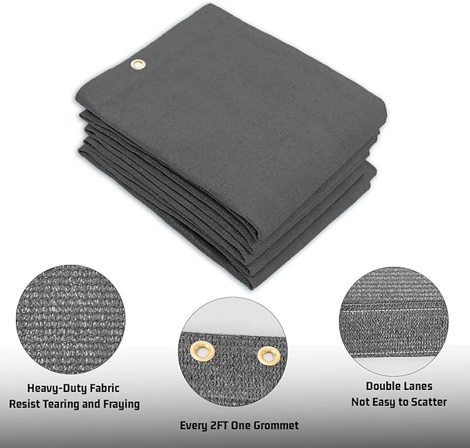 SUNNY GUARD Shade Cloth Custom Size 13x17 FT Sun Shade Screen Fabric Shade Cover Tarp with Grommets for Pergola Backyard Garden, Dark Grey(We Customized)