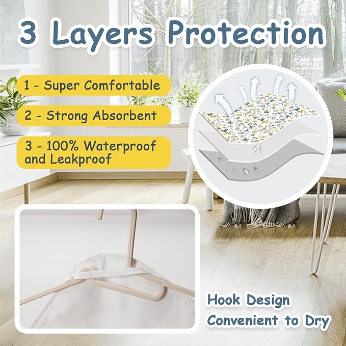 Coinarin Baby Diaper Changing Pad – 31.5" x 21.5" Extra Large Waterproof Absorbent Portable Changing Mat, Reusable Changing Pad Liner for Travel or at Home Use(Fox)