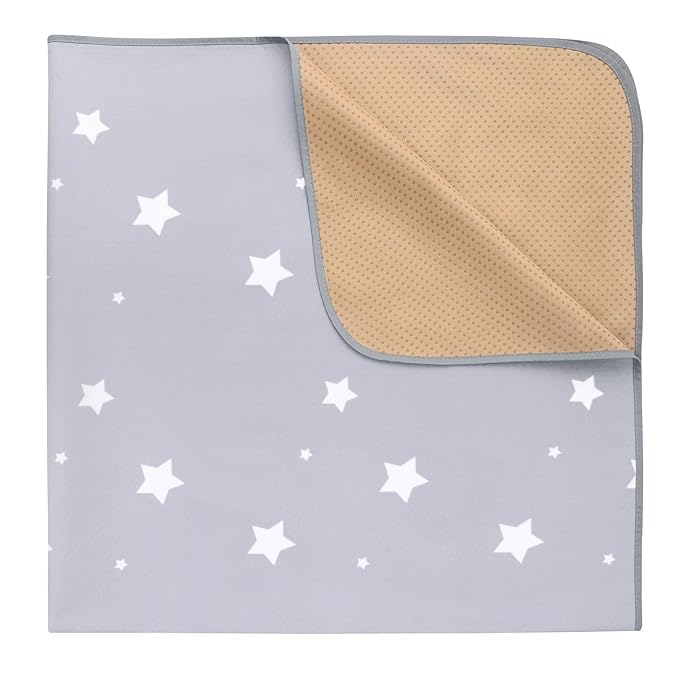 Splat Mat for Under High Chair/Arts/Crafts, WOMUMON Washable Baby Spill Mat Waterproof Anti-Slip Floor Splash Mat, Portable Play Mat and Table Cloth (Star, 51")