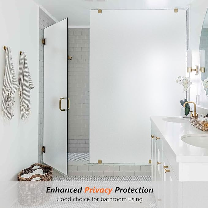Kromapolis Window Privacy Film Frosted Glass Window Film, Heat Blocking Privacy Film for Glass Windows, Static Cling Non-Adhesive Frosting Window Stickers for Door Home (Frosted, 29.5 x 157.4 inch)