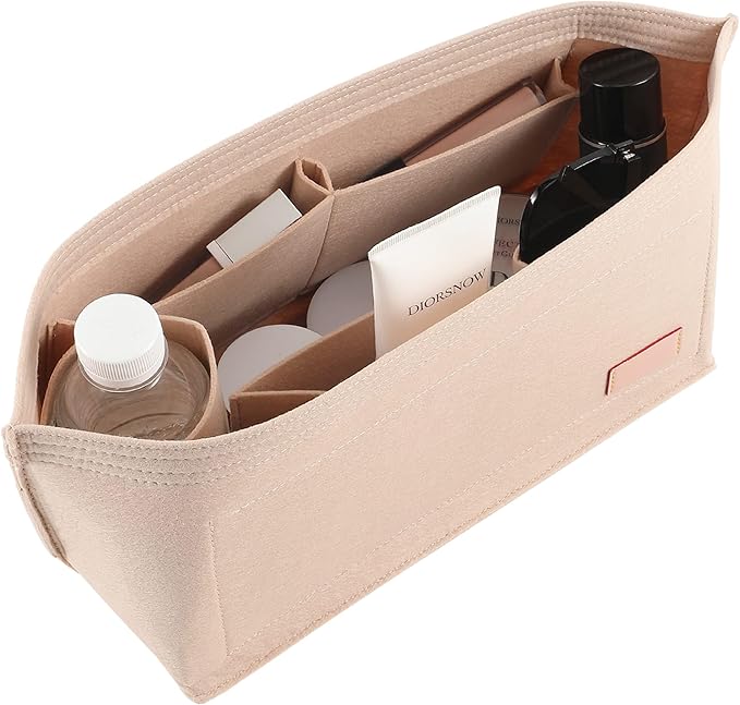 Doxo Purse Organizer Insert Handbag&Tote Felt Bag Fits for City 33 Speedy 35 and Neverfull MM(Beige-L)