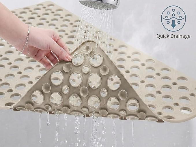Nonslip Bathtub Mat Extra Soft TPE Bath Mat for Kids, Machine Washable Bathroom Shower Mat, Smooth/Non-Textured Tubs Only, 30L x 17W Inch (Light Brown)