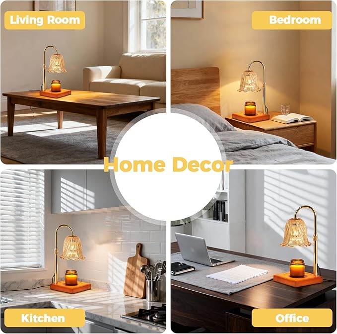 GODONLIF Candle Warmer Lamp, Dimmable Candle Lamp Warmer, Adjustable Height, Timer, Bedroom Living Room Home Decor Wax Melt Warmer for Scented Wax with 2 Bulbs