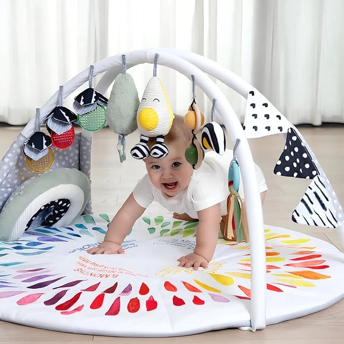 LADIDA Baby Gym Play Mat, Tummy Time Mat & Activity Gym, Infant Play Mat for Sensory Exploration and Motor Skill Development