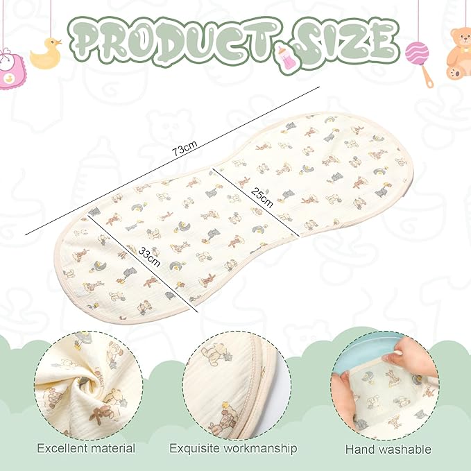 Hahafelt 3 Pcs Changing Pad Liners Fits in Peanut Shape Changing Pad Waterproof Diaper Mats Organic Cotton Peanut Mats are Warm on a Baby's Back, Washable Reusable(Bright Style,Green)