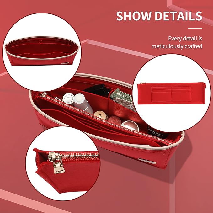 Doxo Purse Organizer Insert & Base Shaper, Felt Handbag & Tote Bag Fit LV Graceful MM More(Red,SL)