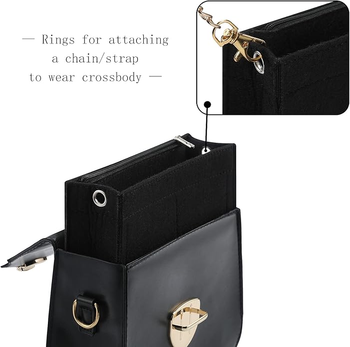Joqixon Mini Felt Purse Organizer Insert Small Tote Bag organizer with Zipper