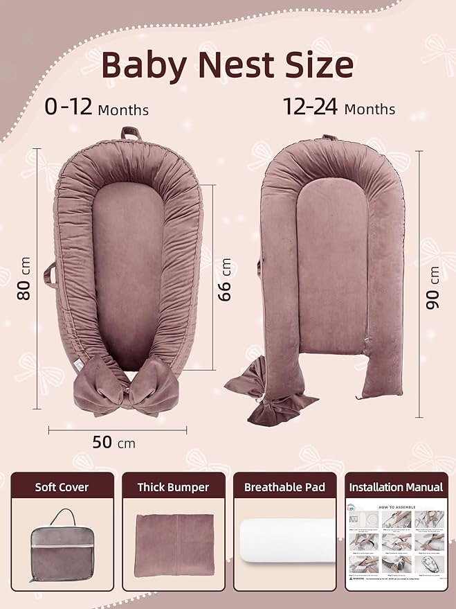 EAQ Baby Lounger, Infant Lounger for Newborn,Portable Baby Nest Cover Breathable & Soft, Newborn Essentials