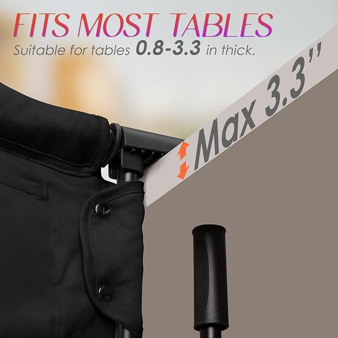Hook on High Chair,Portable Foldable High Chair for Babies 6-36 Months, Includes Storage Bag (Black)