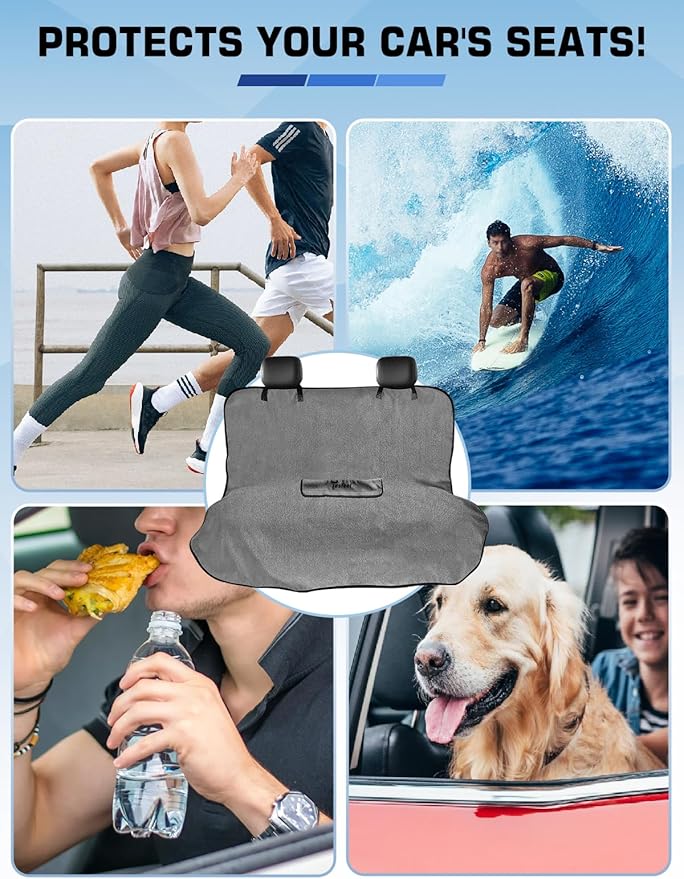TESFEEL Terry Cloth Car Seat Cover - Waterproof Sweat Proof Towel Seat Protector, Washable Absorbent Seat Towel for Gym/Beach/After Workout, Reusable Part Seat Drape for Cars/Trucks Auto Accessories