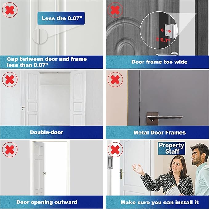 Door Reinforcement Lock Withstands 800lbs of Force - Silver Extra Child Proof Door Lock with 8 Screws Prevents Unauthorized Entry,Add a Door Security Lock for Home Safety & Privacy