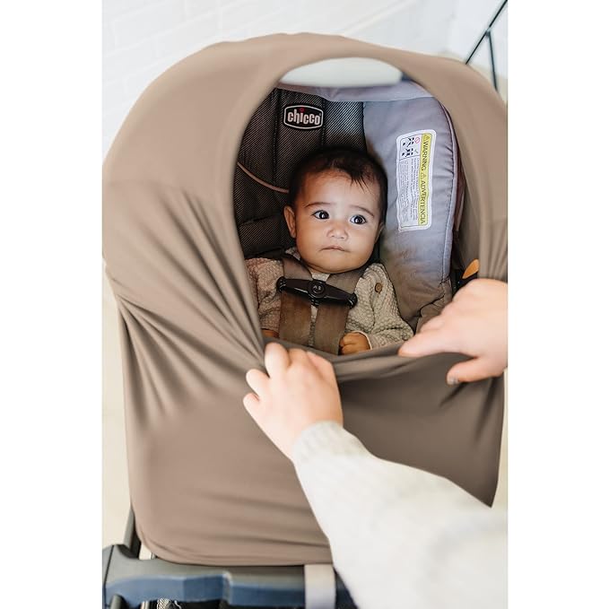 Konssy Baby Car Seat Covers- Multi-use Carseat Canopy for Babies, Stretchy Infant Carseat Cover Boy, Shower Gifts for Unisex Boys and Girls