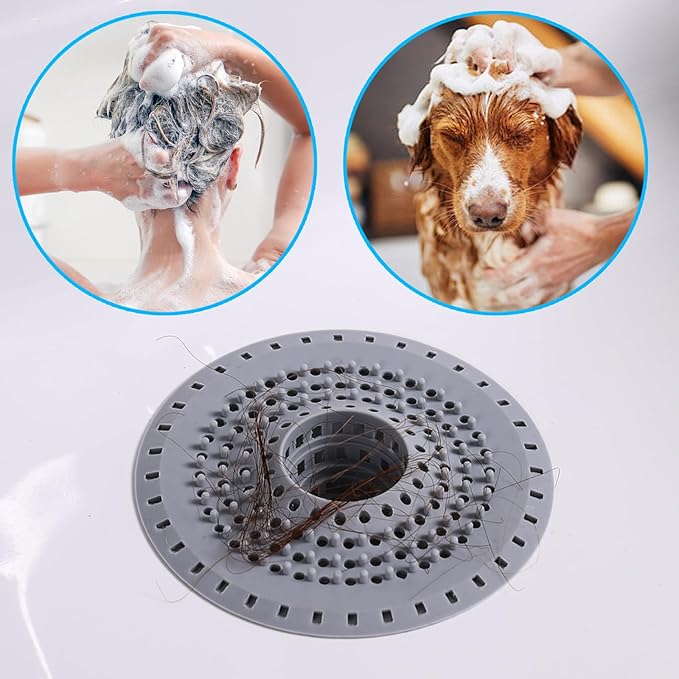 Bathtub Drain Hair Catcher, Silicone Tub Hair Catcher Drain Protector Strainer, Collapsible Shower Hair Drain Catcher Strainer for 1.48'' to 1.75'' Regular Drains, 3PCS