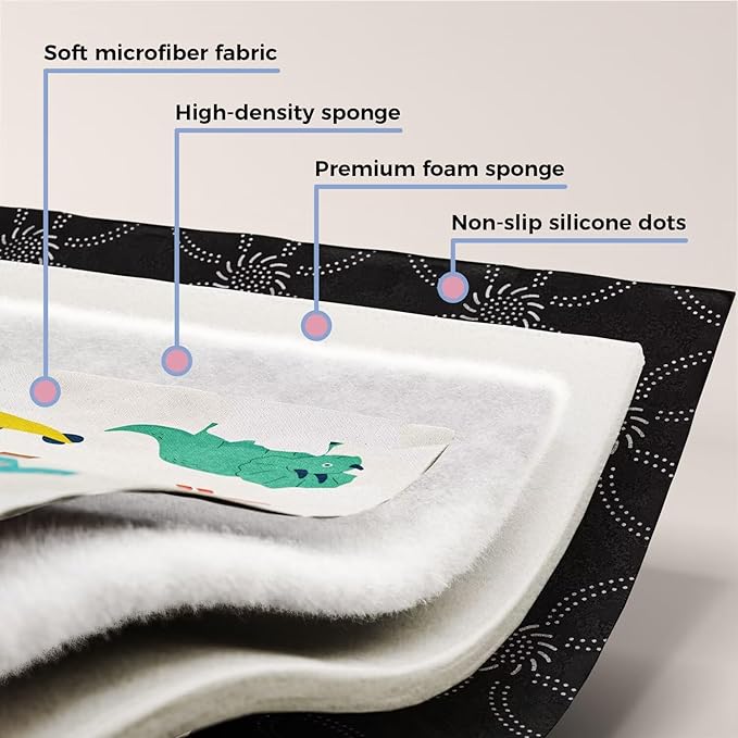 Baby Play Mat 50x50 Playpen Mat Upgraded Thicker Baby Floor Play Mat Waterproof Baby Playmat Cushioned Anti- Slip Crawling Mat for Babies Toddlers Infants Tummy Time(50x50, Letter Dino)