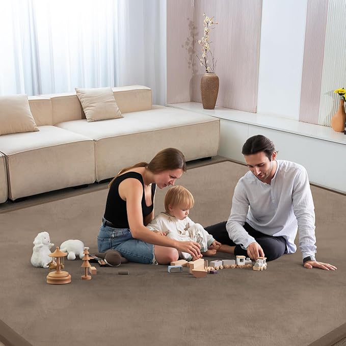 Baby Play Mat for Floor Nursery Rug Muscle Mat Area Rug Playroom Rug 59"x71" Playpen Mat Memory Foam 1.3" Thick Crawling Mat for Babies,Toddlers, Infants, Kids,Camel