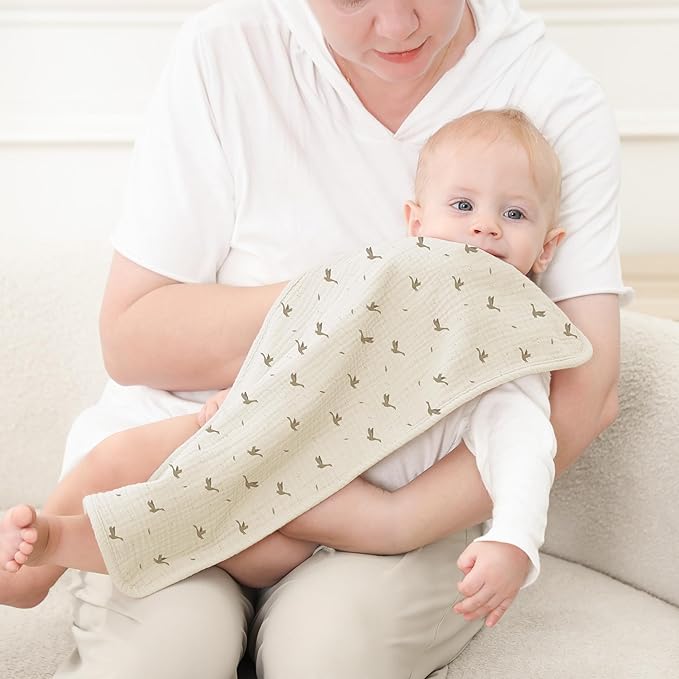 Susurration Muslin Burp Cloths, Soft Baby Burping Cloths for Unisex Boys and Girls, Newborn Essentials Large Extra Absorbent Washcloths, 20x10in, 6 Pack
