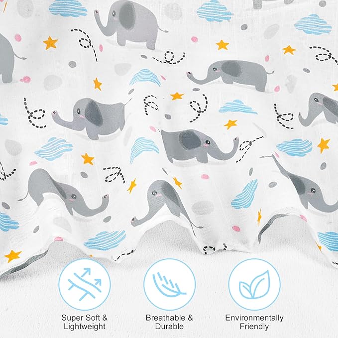 Baby Car Seat Cover - 100% Muslin Cotton Universal Breathable Canopies for Boys and Girls Soft Spring Summer Car Seat Cover Lightweight Infant Car Seat Canopy - Gray Elephants