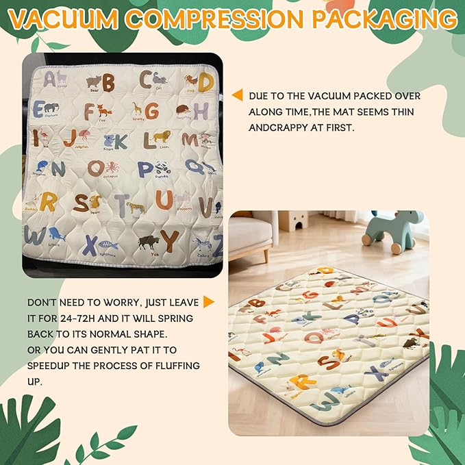 Baby Play Mats for Floor - 74”x50” Playmat for Baby and Toddlers Infants - Foam Play Mat - Infant Mats for Floor Play Thick - Tummy Time Floor Mat